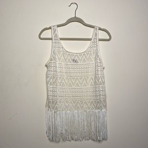 H&M Cream Fringe Tank Top size 12